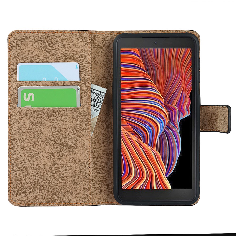 Split Leather Wallet Stand Phone Protector Case Shell for Samsung Galaxy Xcover 5-6