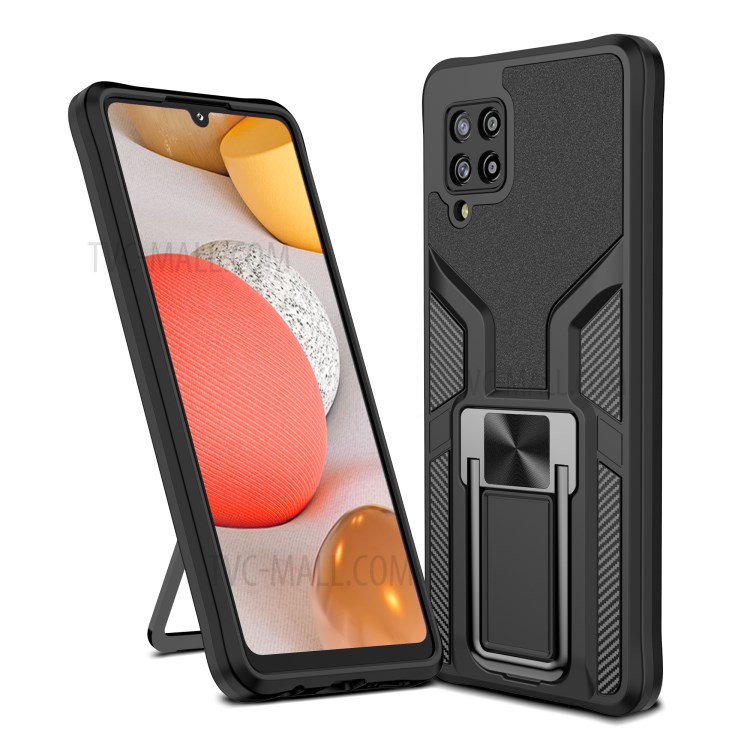 PC + TPU Combo Kickstand Design Hybrid Case Cover (Built-in Magnetic Metal Sheet) for Samsung Galaxy A42 5G - Black-1