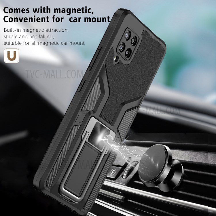PC + TPU Combo Kickstand Design Hybrid Case Cover (Built-in Magnetic Metal Sheet) for Samsung Galaxy A42 5G - Black-2