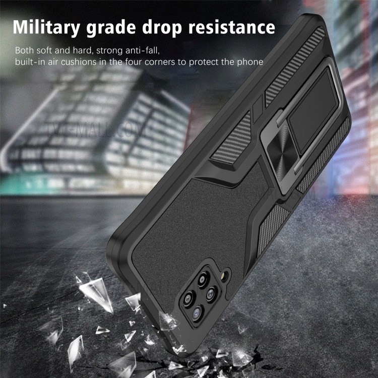 PC + TPU Combo Kickstand Design Hybrid Case Cover (Built-in Magnetic Metal Sheet) for Samsung Galaxy A42 5G - Black-3