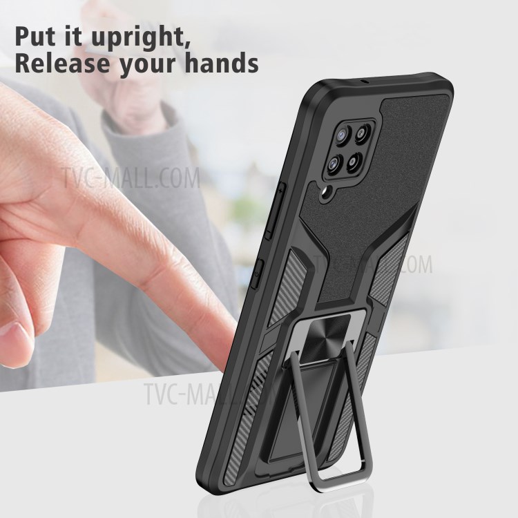 PC + TPU Combo Kickstand Design Hybrid Case Cover (Built-in Magnetic Metal Sheet) for Samsung Galaxy A42 5G - Black-4