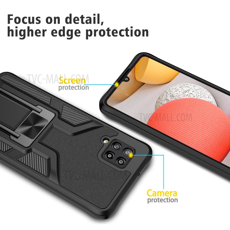 PC + TPU Combo Kickstand Design Hybrid Case Cover (Built-in Magnetic Metal Sheet) for Samsung Galaxy A42 5G - Black-6