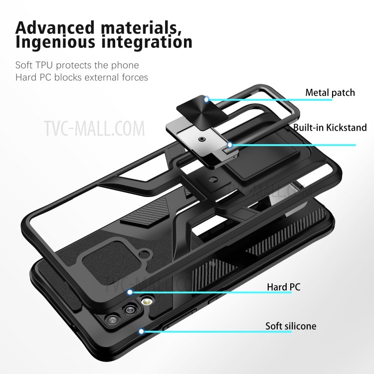 PC + TPU Combo Kickstand Design Hybrid Case Cover (Built-in Magnetic Metal Sheet) for Samsung Galaxy A42 5G - Black-7