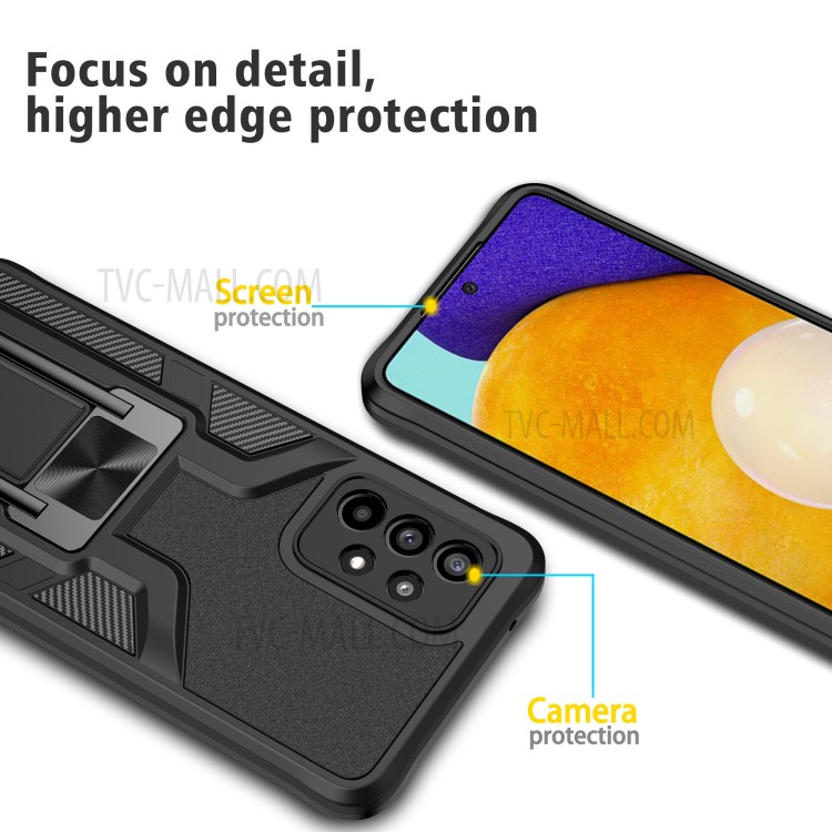 Kickstand Design PC + TPU Quality Hybrid Case Cover (Built-in Magnetic Metal Sheet) for Samsung Galaxy A52 4G/5G - Black-6