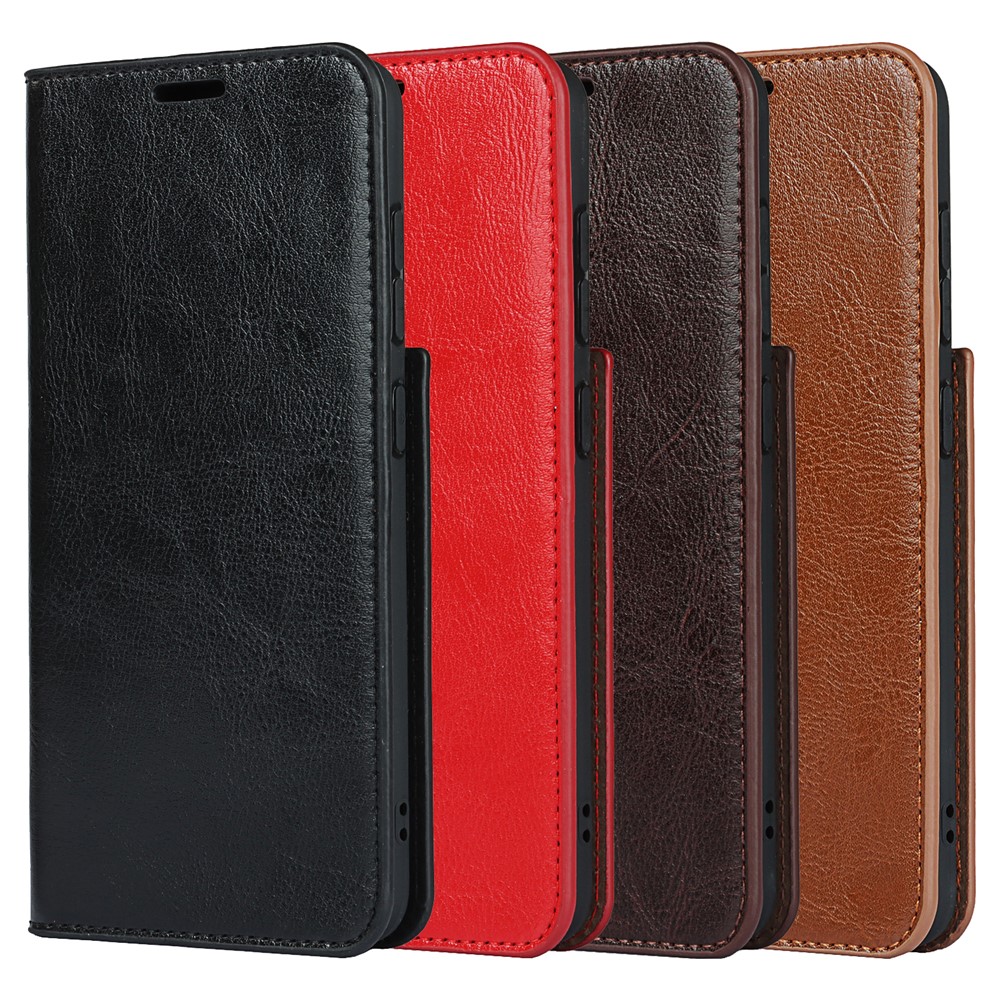 Genuine Leather Crazy Horse Texture Full-Protection Mobile Phone Wallet Case Shell for Samsung Galaxy S21 FE - Black-10