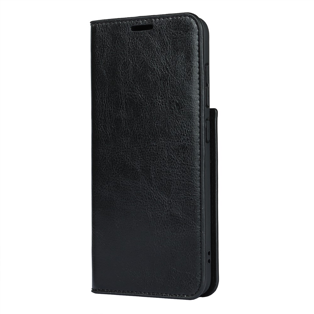 Genuine Leather Crazy Horse Texture Full-Protection Mobile Phone Wallet Case Shell for Samsung Galaxy S21 FE - Black-2