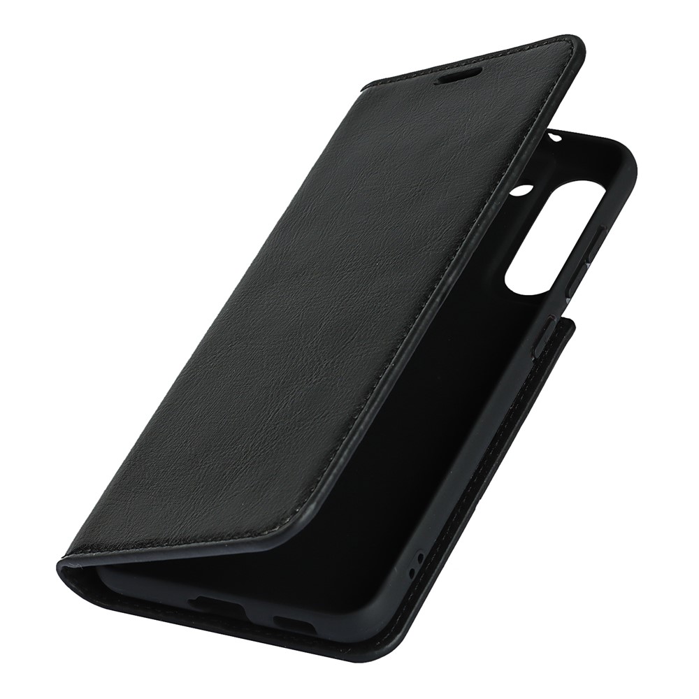 Genuine Leather Crazy Horse Texture Full-Protection Mobile Phone Wallet Case Shell for Samsung Galaxy S21 FE - Black-8