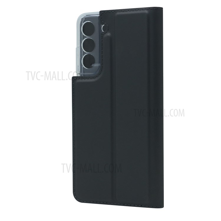Magnetic Closure Leather Phone Protective Cover Stand Case with Card Slot for Samsung Galaxy S21 FE - Black-3