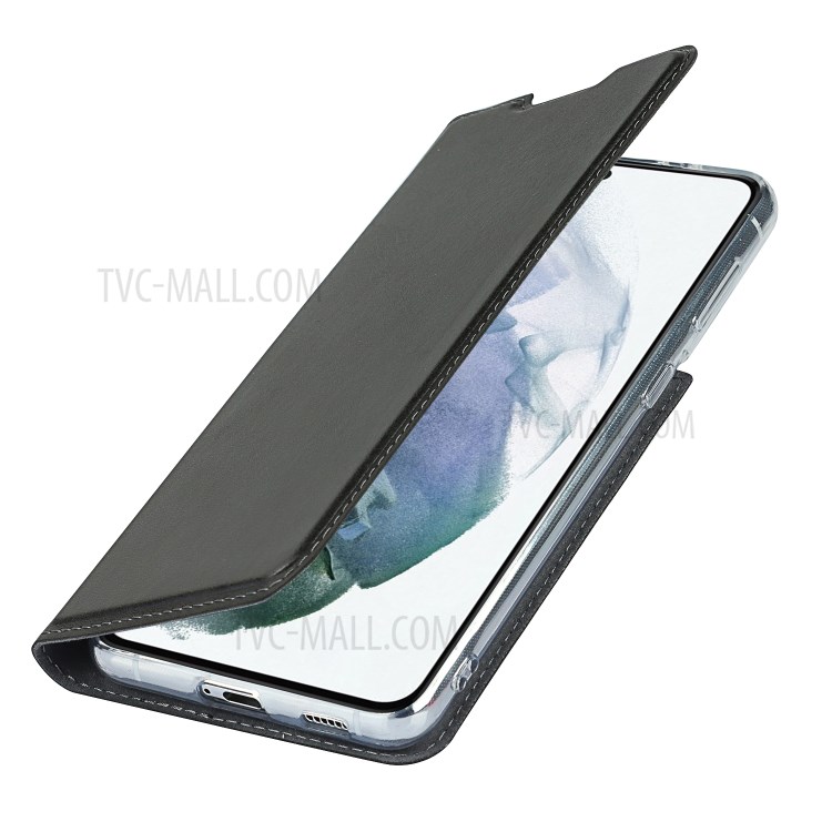 Leather Stand Case Cover with Card Slot for Samsung Galaxy S21 5G - Black-3