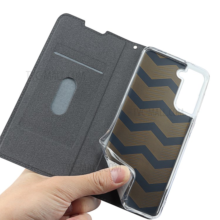 Leather Stand Case Cover with Card Slot for Samsung Galaxy S21 5G - Black-4
