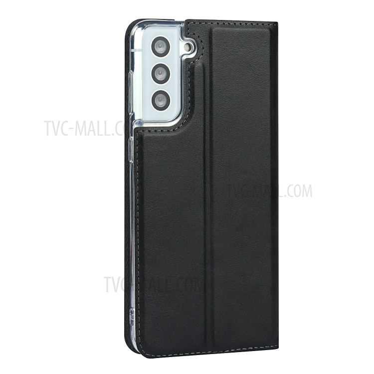 Leather Stand Case Cover with Card Slot for Samsung Galaxy S21 5G - Black-7