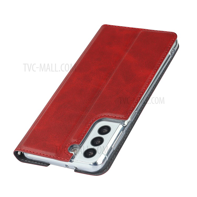 Leather Stand Shell with Card Slot for Samsung Galaxy S21 Plus 5G - Red-5