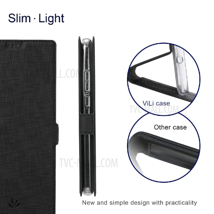 VILI K Series Wallet Design Leather Phone Stand Cover for Samsung Galaxy S21 FE - Black-4