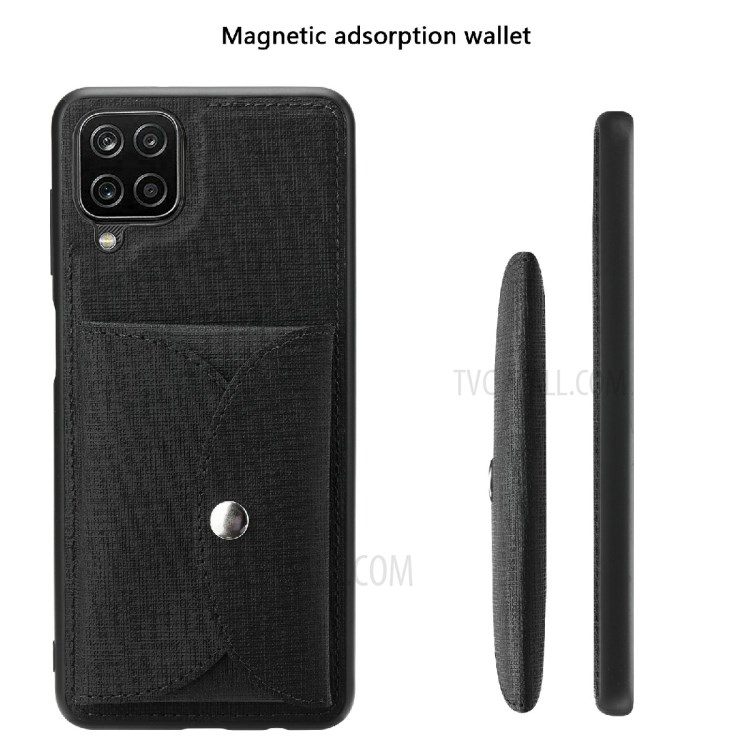 VILI T Series Movable Magnetic Absorption Wallet Leather Skin TPU Shell for Samsung Galaxy A12 5G - Black-2