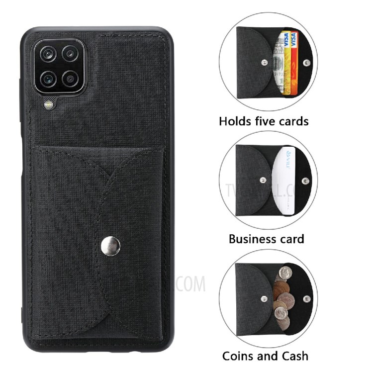 VILI T Series Movable Magnetic Absorption Wallet Leather Skin TPU Shell for Samsung Galaxy A12 5G - Black-3