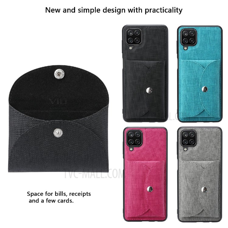 VILI T Series Movable Magnetic Absorption Wallet Leather Skin TPU Shell for Samsung Galaxy A12 5G - Black-6