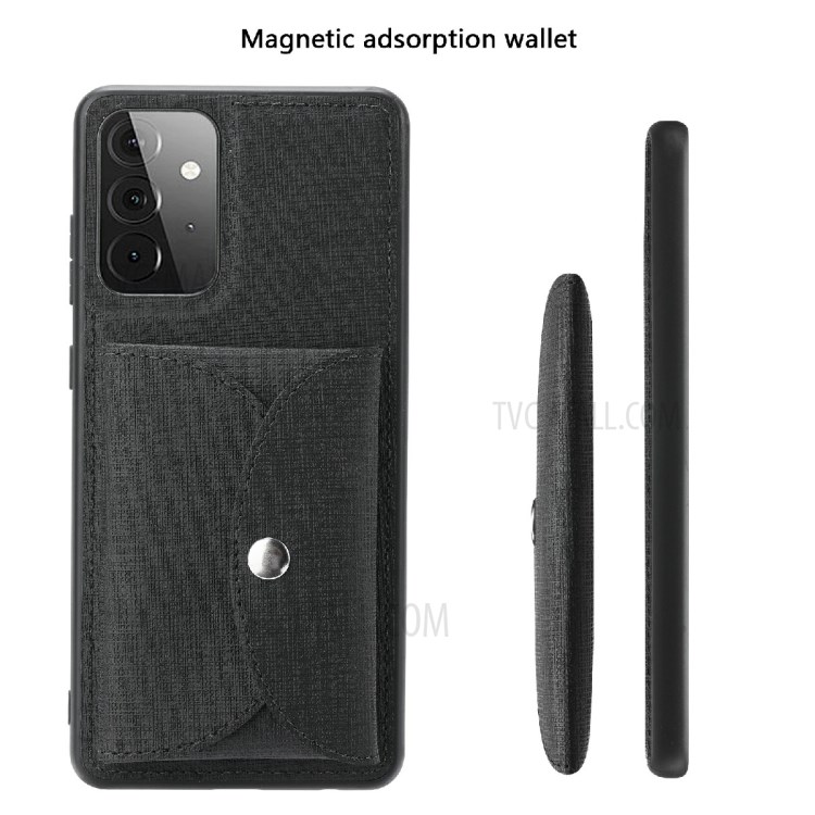 VILI T Series Magnetic-Absorption Wallet Shockproof Leather Cell Phone Case Shell for Samsung Galaxy A72 4G/5G - Black-2