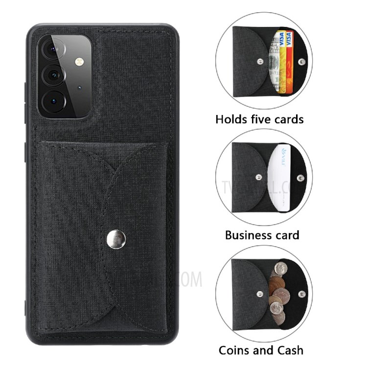 VILI T Series Magnetic-Absorption Wallet Shockproof Leather Cell Phone Case Shell for Samsung Galaxy A72 4G/5G - Black-3