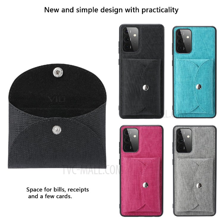 VILI T Series Magnetic-Absorption Wallet Shockproof Leather Cell Phone Case Shell for Samsung Galaxy A72 4G/5G - Black-6