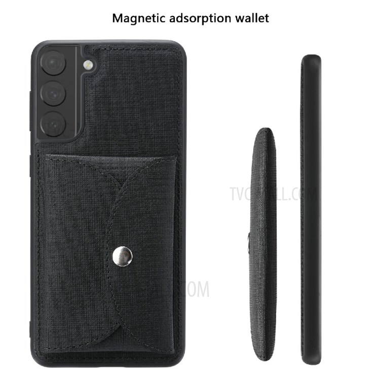 VILI T Series Magnetic Absorption Wallet Design Anti-Fall Leather Mobile Phone Case Cover for Samsung Galaxy S21 5G - Black-2