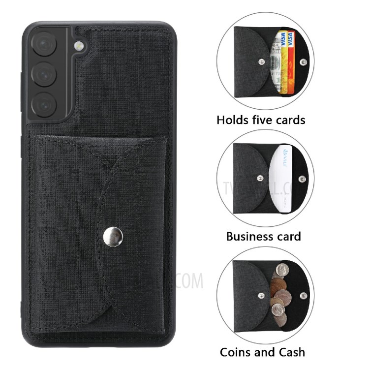 VILI T Series Magnetic Absorption Wallet Design Anti-Fall Leather Mobile Phone Case Cover for Samsung Galaxy S21 5G - Black-3