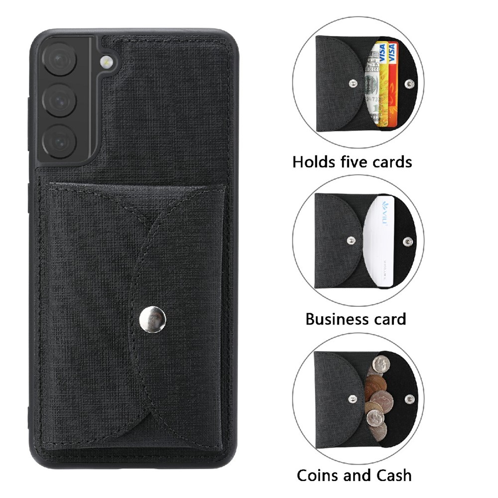 VILI T Series TPU+PU Leather Phone Case Protector with Detachable Wallet for Samsung Galaxy S21+ 5G - Black-3