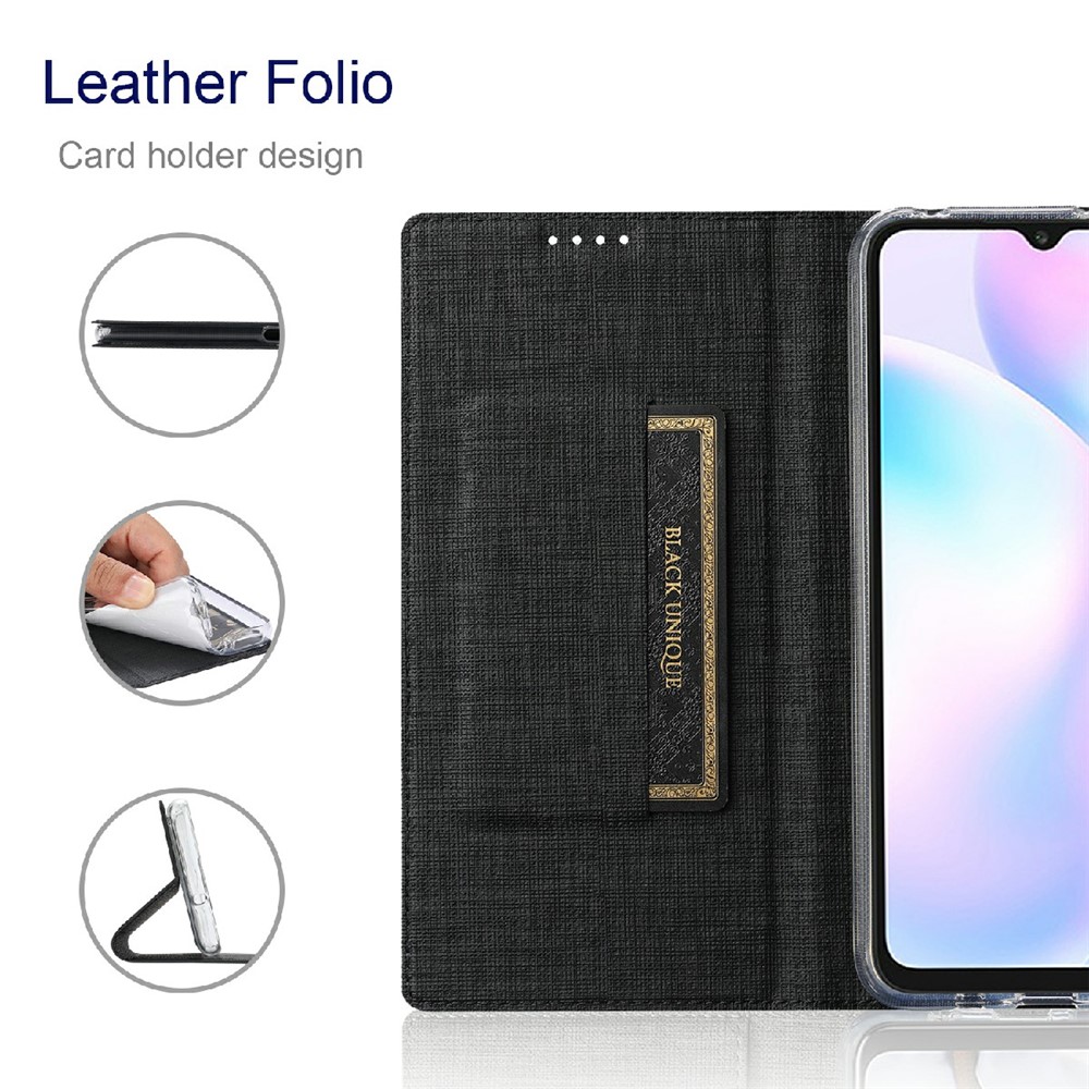 VILI DMX Series Cross Texture Leather Protector Cover with Card Holder and Stand for Samsung A22 (US Version) - Black-3