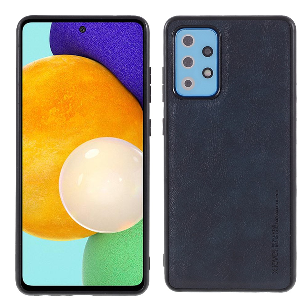 X-LEVEL Vintage Style TPU Phone Shell Coated with PU Leather for Samsung Galaxy A52 4G/5G - Blue-1