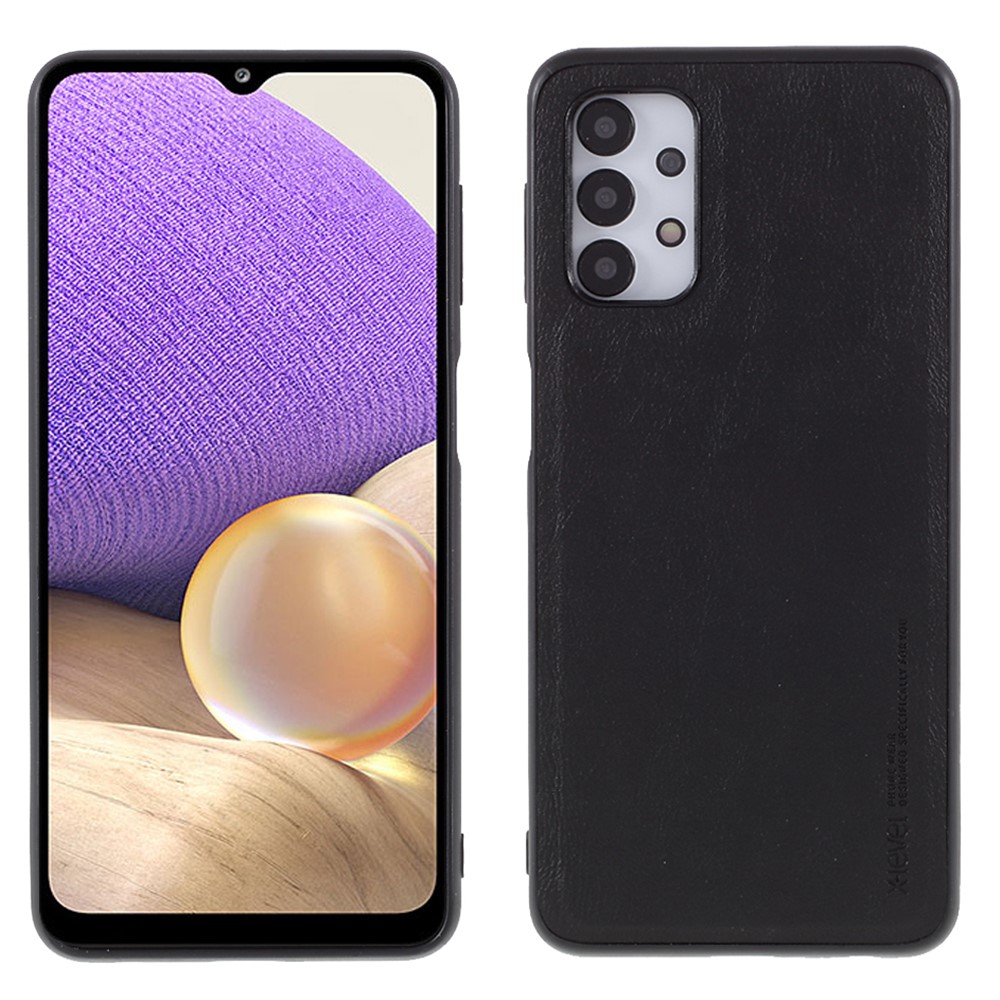 X-LEVEL TPU & PU Leather Vintage Style Phone Shell for Samsung Galaxy A32 5G - Black-1