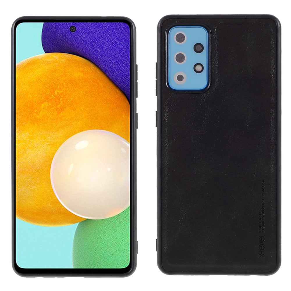 X-LEVEL For Samsung Galaxy A72 4G/5G PU Leather+TPU Vintage Style Phone Shell - Black-1