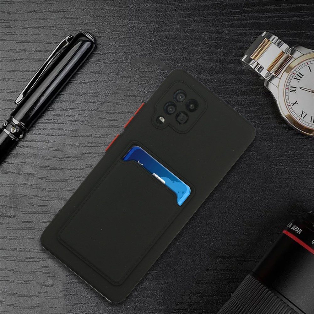 For Samsung Galaxy A42 5G Well-Protected Soft TPU Phone Case Cover with Card Slot - Black-6