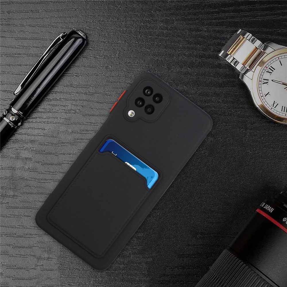 Soft TPU Phone Case Card Slot Cover for Samsung Galaxy M12 - Black-6