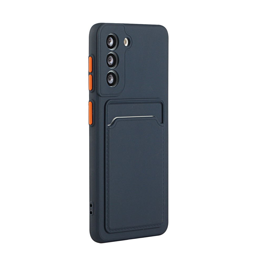 Soft TPU Phone Case Cover with Card Slot for Samsung Galaxy S21 5G - Dark Blue-4