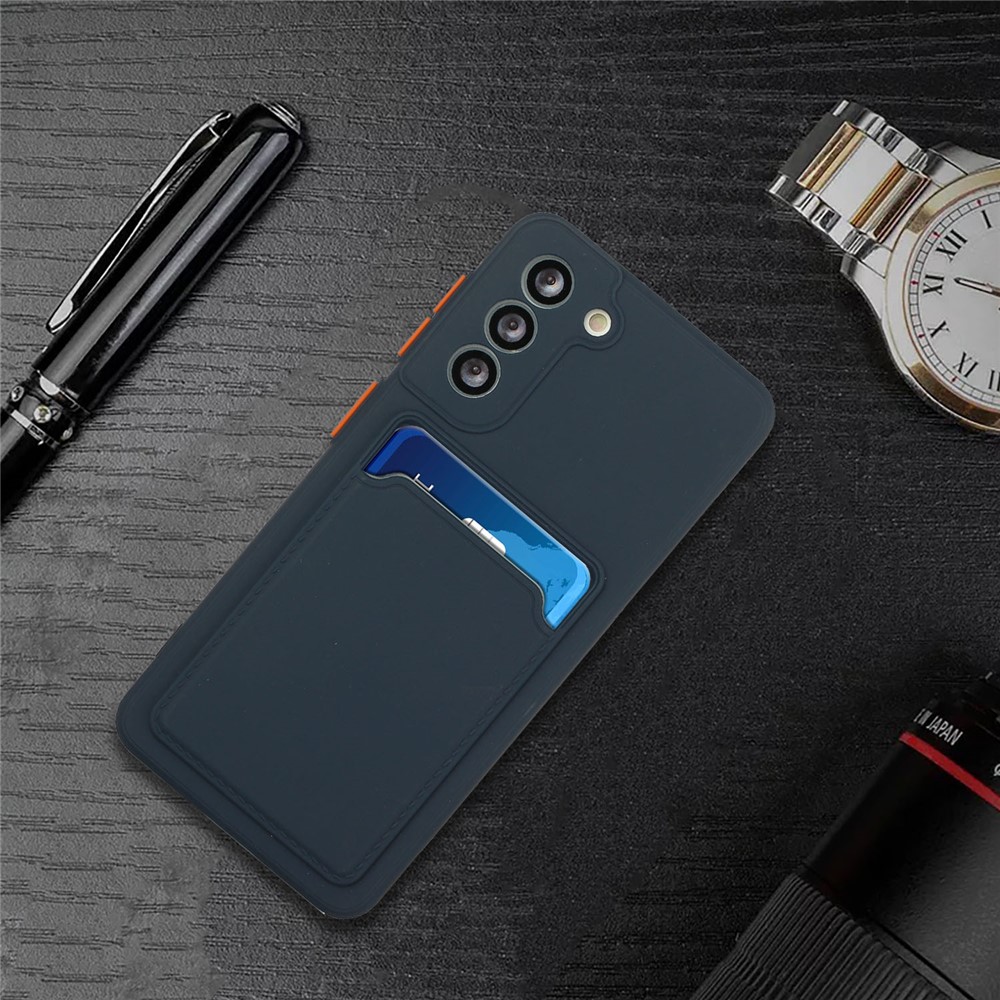 Soft TPU Phone Case Cover with Card Slot for Samsung Galaxy S21 5G - Dark Blue-6