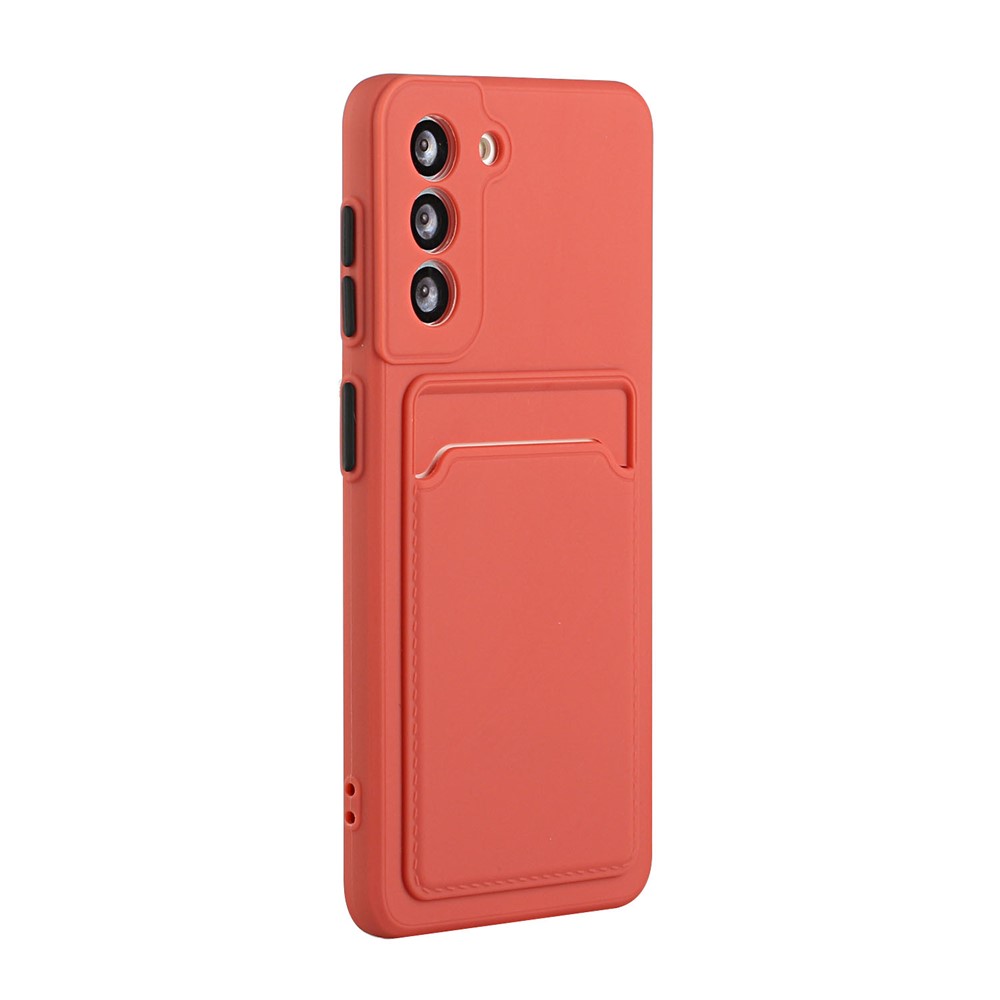 Cover Della Custodia Del Telefono TPU Morbido Con Slot Per Schede Per Samsung Galaxy S21+ 5G - Corallo