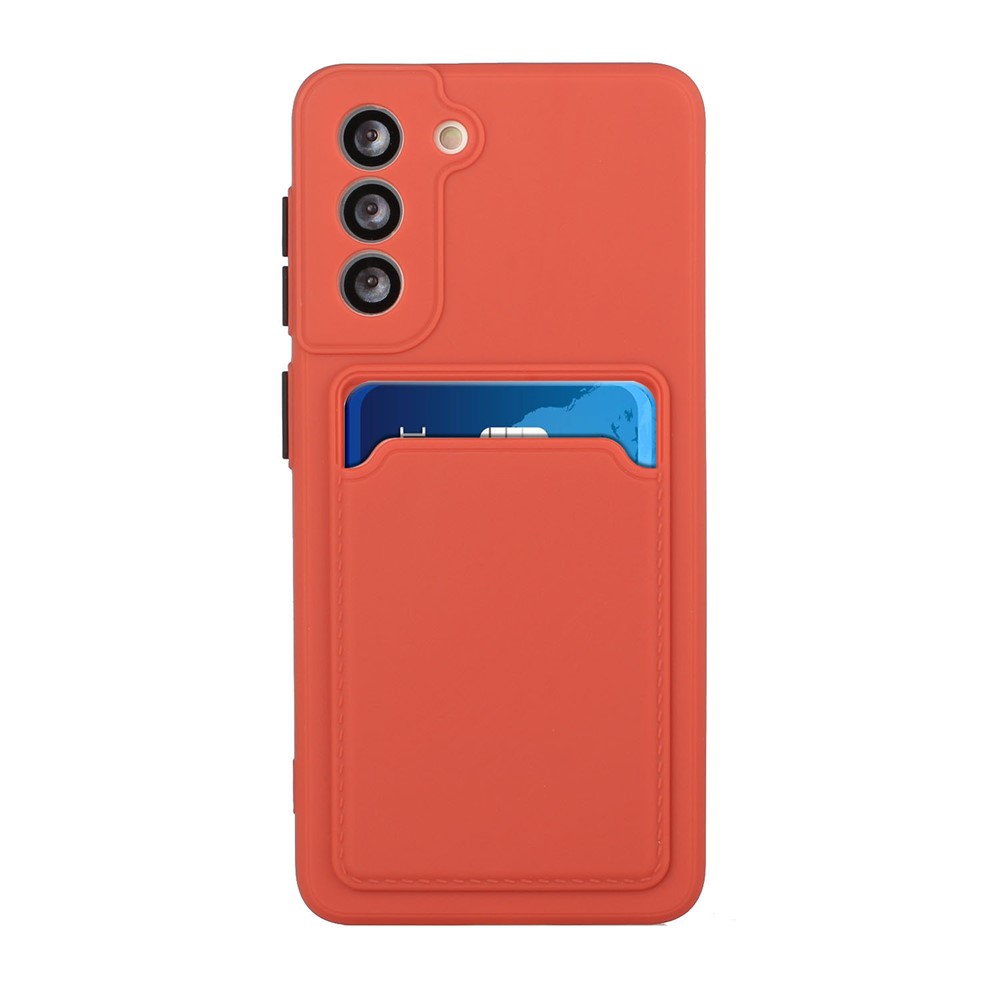 Cover Della Custodia Del Telefono TPU Morbido Con Slot Per Schede Per Samsung Galaxy S21+ 5G - Corallo