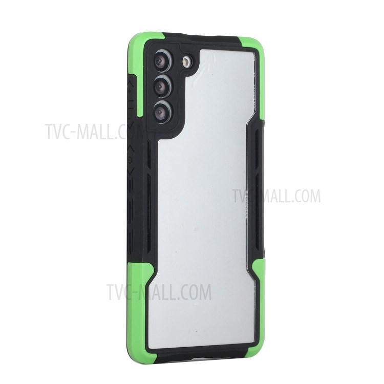 Anti-Fall 3-in-1 TPU+Acrylic Hybrid Mobile Phone Case Shell Cover Protector for Samsung Galaxy S21+ 5G - Black / Green-4