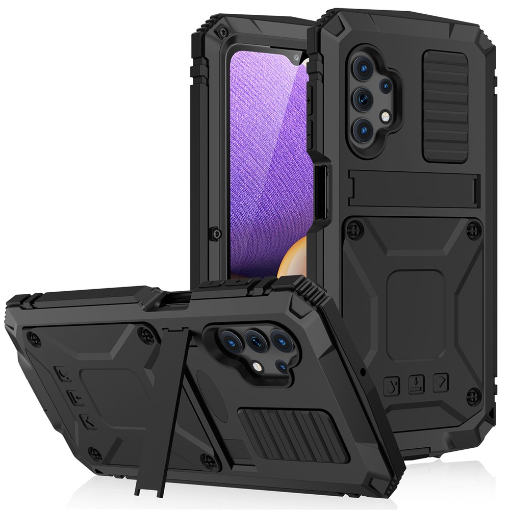 Kickstand TPU+Metal Shockproof Dustproof Protector Cover Shell for Samsung Galaxy A32 5G - Black-1