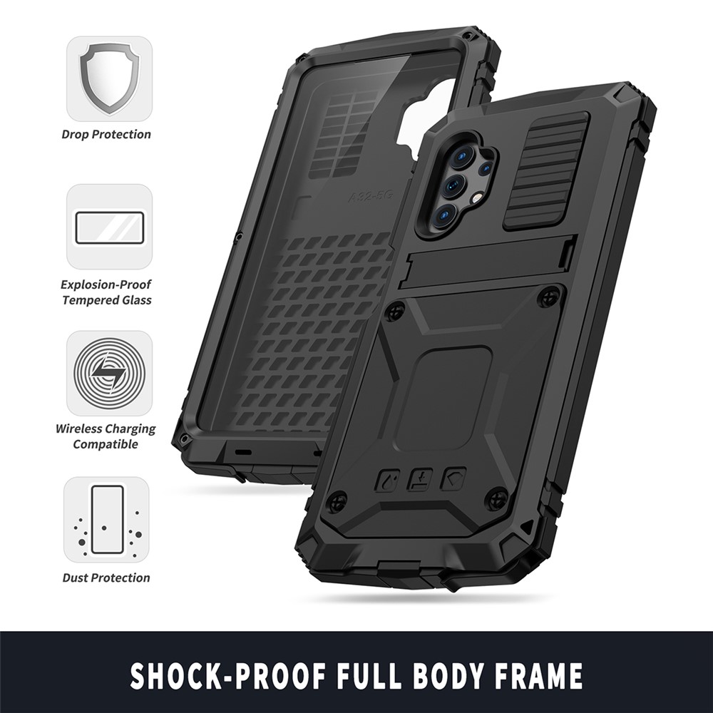 Kickstand TPU+Metal Shockproof Dustproof Protector Cover Shell for Samsung Galaxy A32 5G - Black-4