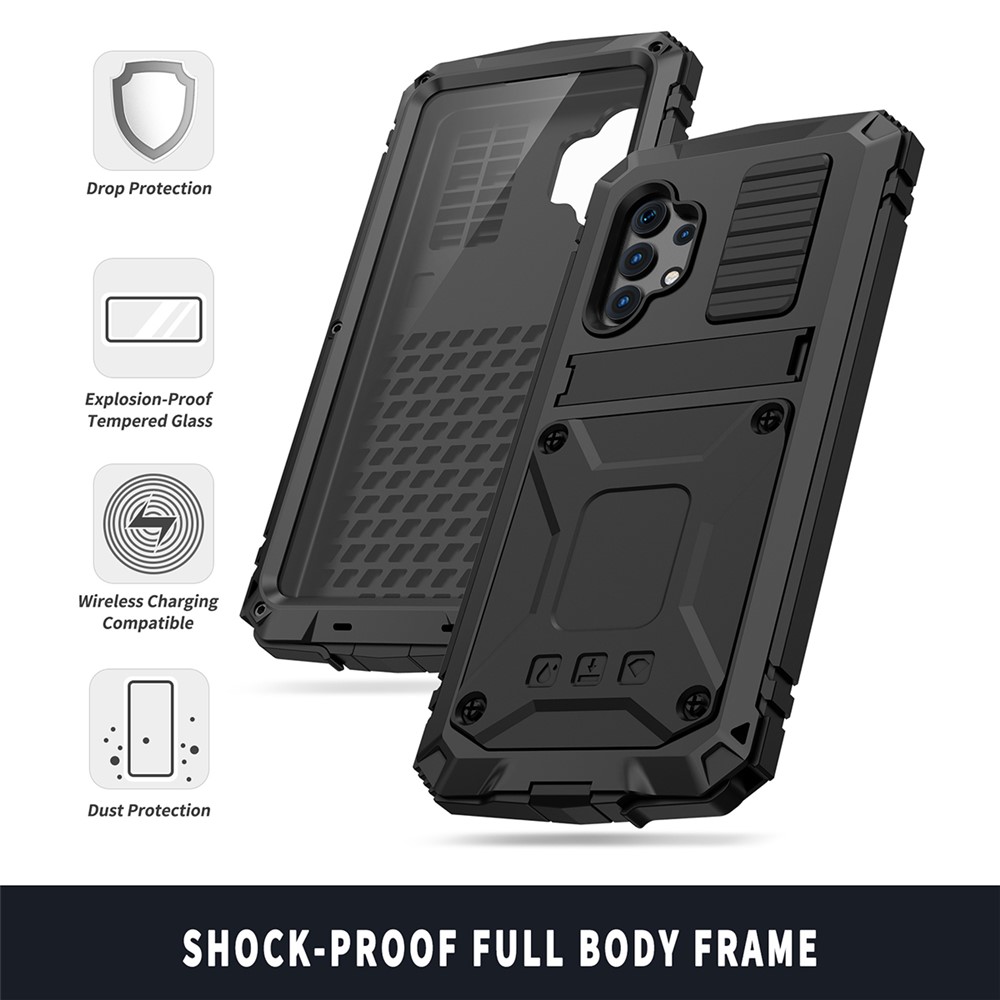 Kickstand Design TPU+Metal Protector Shockproof Dustproof Cover Shell for Samsung Galaxy A32 4G - Black-4