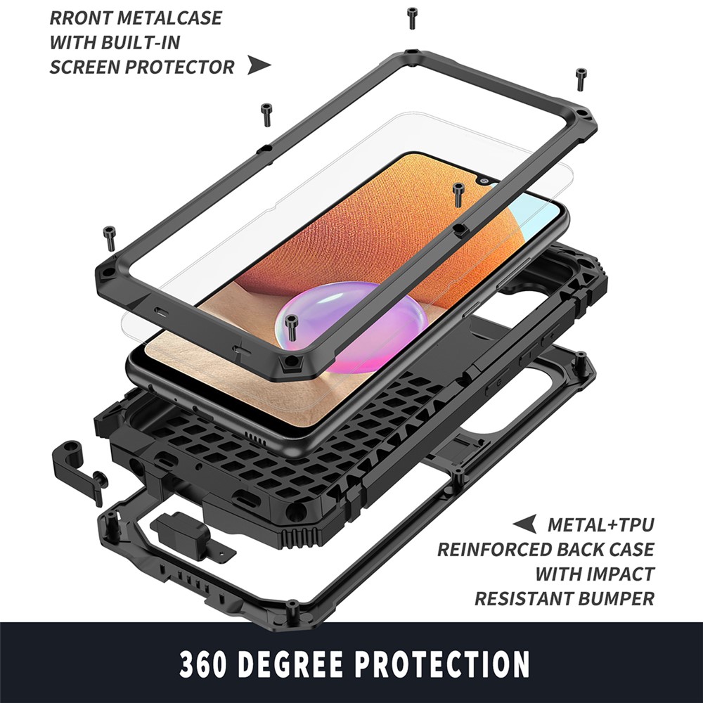 Kickstand Design TPU+Metal Protector Shockproof Dustproof Cover Shell for Samsung Galaxy A32 4G - Black-5