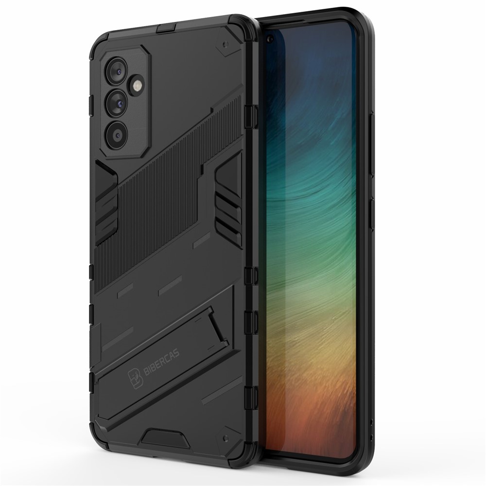 For Samsung Galaxy A82 5G Anti-scratch TPU + PC Hybrid Phone Back Case Shockproof Cover with Kickstand - Black-1