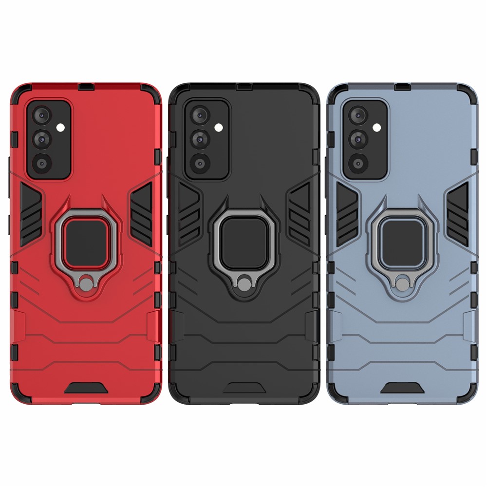 For Samsung Galaxy A82 5G Ring Holder PC & TPU Cool Guard Hybrid Case with Kickstand - Black-10