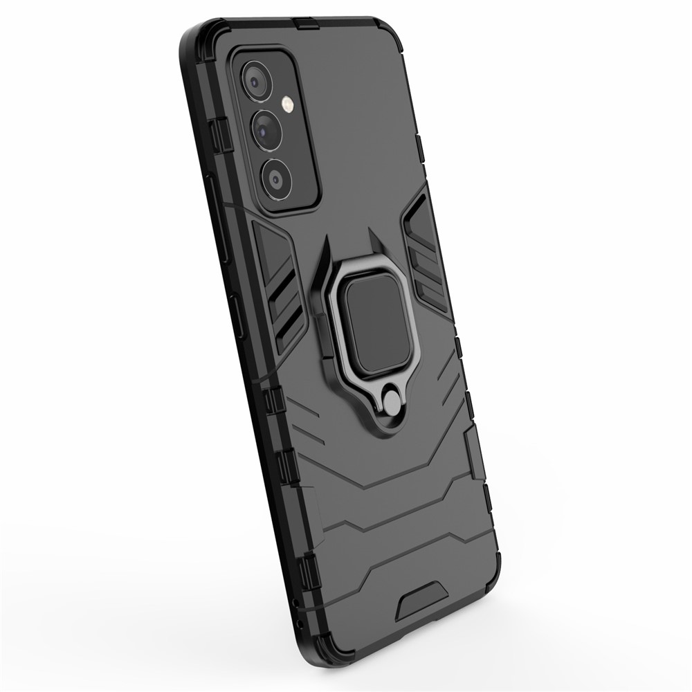 For Samsung Galaxy A82 5G Ring Holder PC & TPU Cool Guard Hybrid Case with Kickstand - Black-7