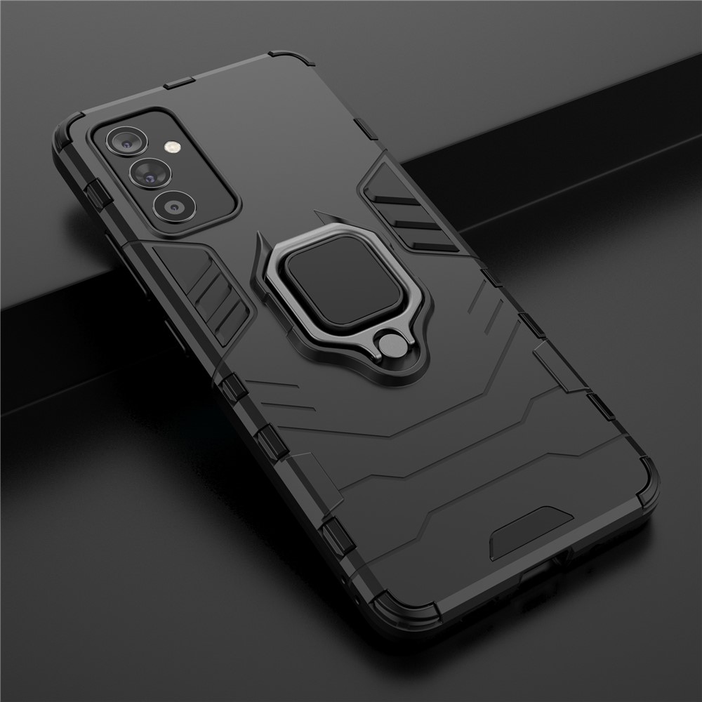 For Samsung Galaxy A82 5G Ring Holder PC & TPU Cool Guard Hybrid Case with Kickstand - Black-8