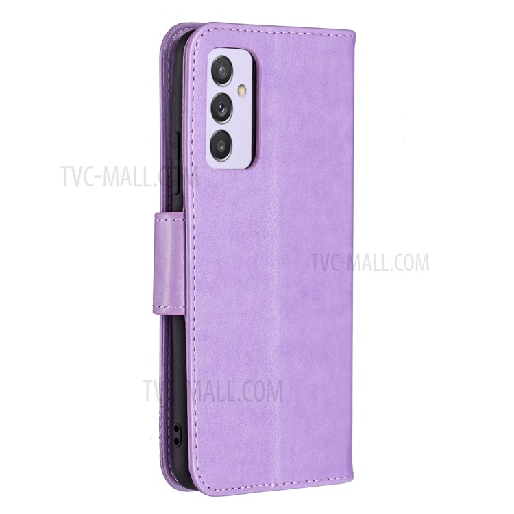 Imprint Butterfly Leather Wallet Phone Case for Samsung Galaxy A82 5G - Purple-3