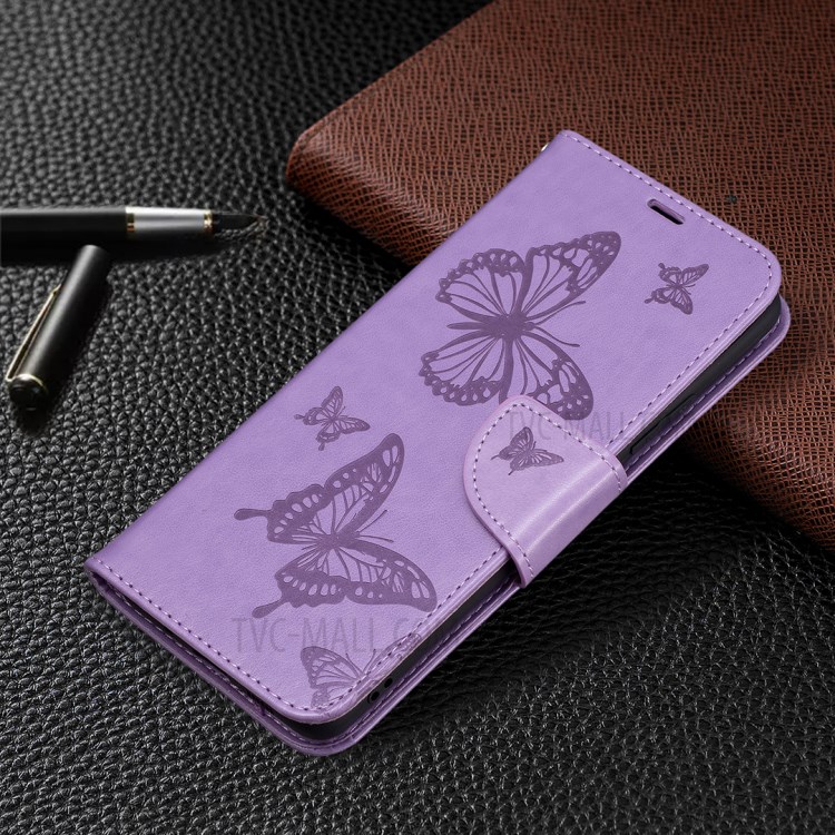 Imprint Butterfly Leather Wallet Phone Case for Samsung Galaxy A82 5G - Purple-6