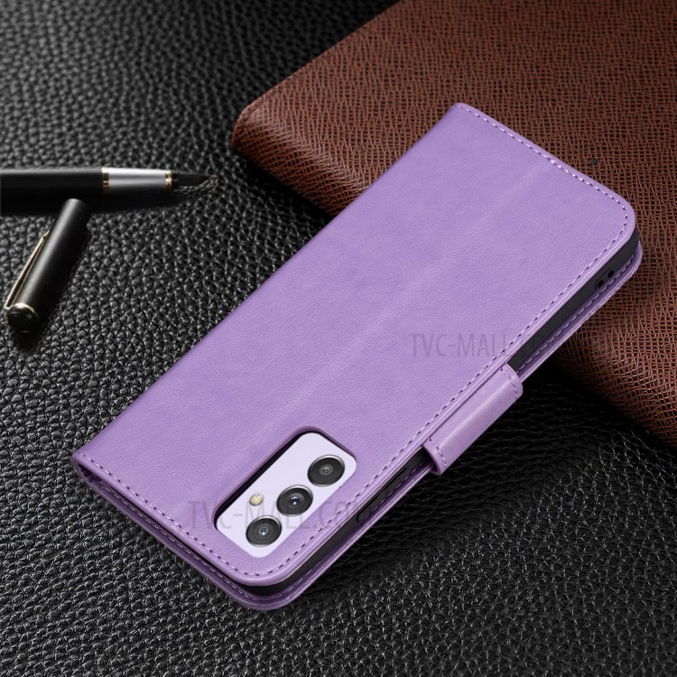 Imprint Butterfly Leather Wallet Phone Case for Samsung Galaxy A82 5G - Purple-7