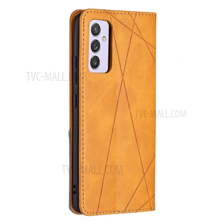 Geometric Pattern Stand Leather Card Holder Case for Samsung Galaxy A82 5G - Brown-3