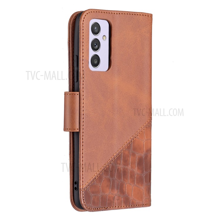 BF04 Splicing Crocodile Texture Wallet Leather Stand Case for Samsung Galaxy A82 5G - Coffee-3